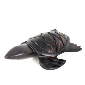 Turtle iron wood hand-carved wooden sculpture detailed 5.75 inches long