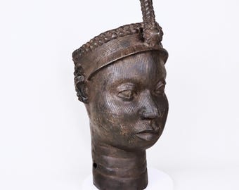 Antique Yoruba Ife Bronze Portrait Head, Early 1900s