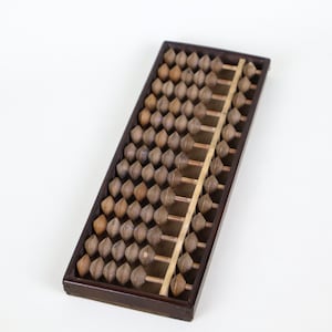 Japanese wooden abacus soroban 1/5 beads 13 rows vintage compact pocket-size 6.8 inches long