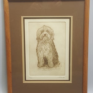 Terrier Kunst Keith Lee Lithographie Bleistift signiert American Artist 1927-2003