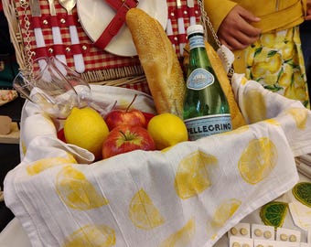 lemon print tea-towels