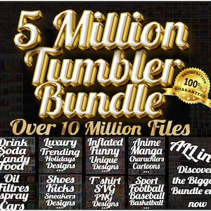 5 MILLION+ PNG SVG Mega Bundle, Print Shop Starter Pack, Characters, Movies, Superheroes, Cartoons, Pop Culture, Skinny Tumbler Wrap Design.