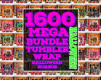 Halloween Horror Movie Tumbler Wrap Designs, 20oz Skinny Tumbler PNG Bundle (Digital Download)