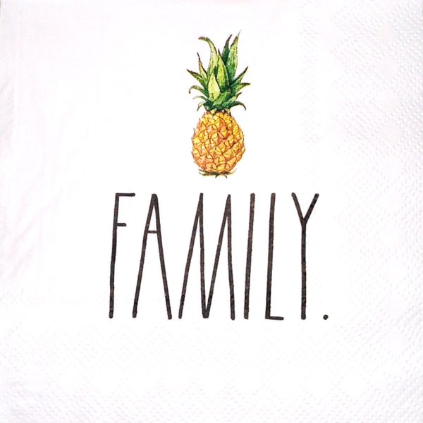 Decoupage Napkins, Family with Pineapple Paper Napkin, Craft Napkin, Oyster Shell Decoupage, Pineapple Napkin, Set of 3