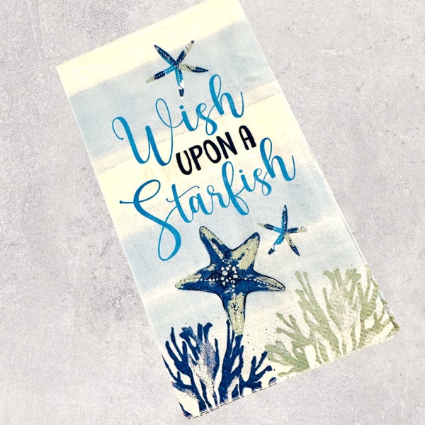 Decoupage Napkins, Blue Starfish Paper Napkin, Oyster Shell Decoupage,  Wish Upon a Starfish Napkin, Blue White Seashell, Set of 3