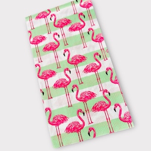 Decoupage Napkins, Pink Flamingo Napkin, Pink Flamingo Stripes Napkin, Decoupage Craft Napkin, Bird Napkin, Champagne Decoupage, Set of 3