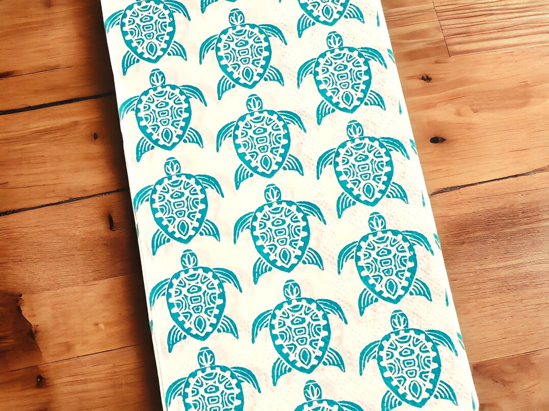 Turtle Napkin Tutorial Decoupage Napkins, Teal Sea Turtle Paper Napkin, Craft Napkin, Oyster ...