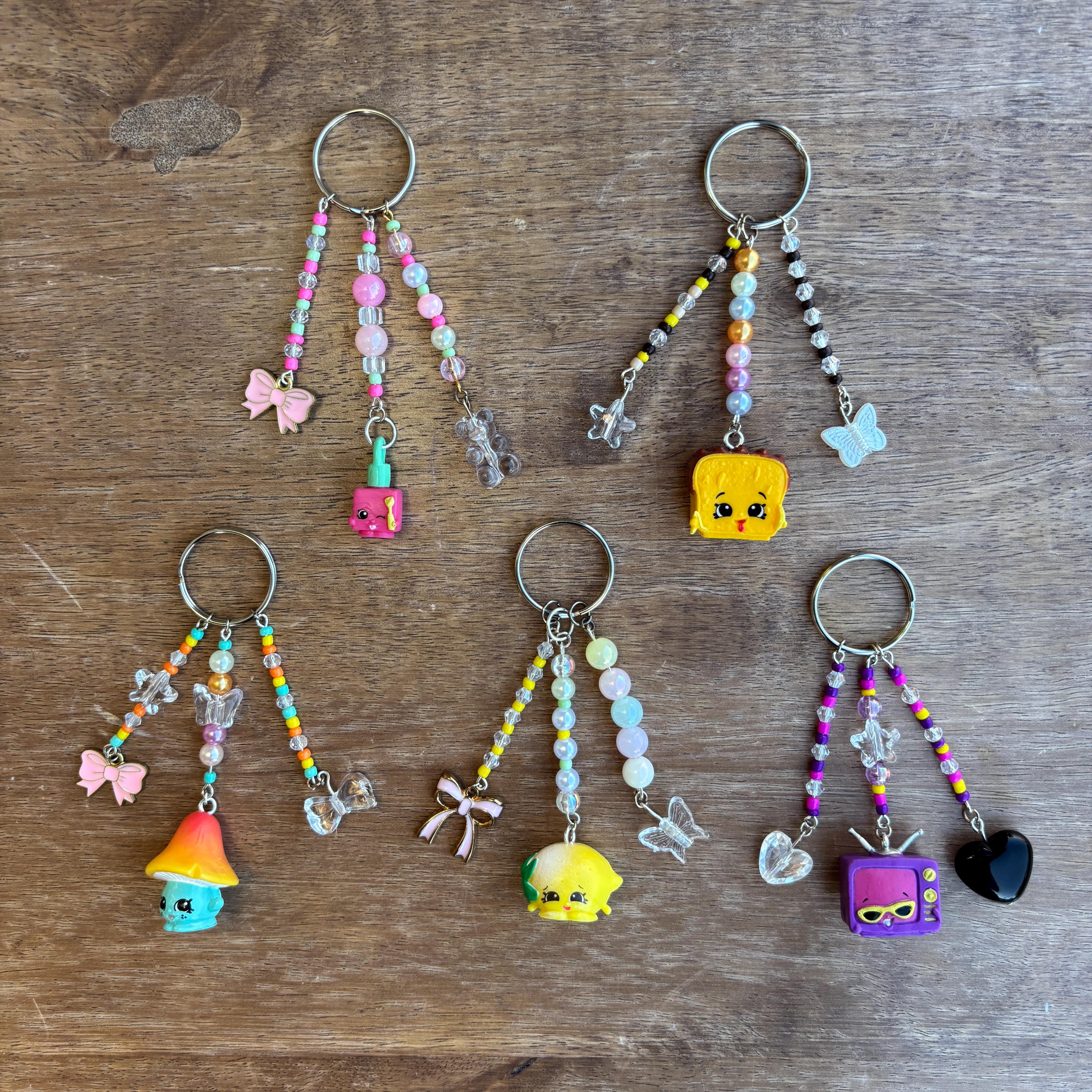 Shopkins Handmade Keychains | Beaded Food and Accessory Junk Bag Charms ...