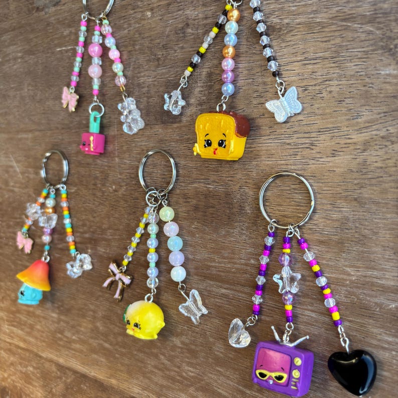 Shopkins Handmade Keychains | Beaded Food and Accessory Junk Bag Charms ...