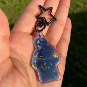 haechan 'first love' acrylic keychain holographic glitter | cute nct hikaru utada fanmade merch | gift for czennies, sunflowers