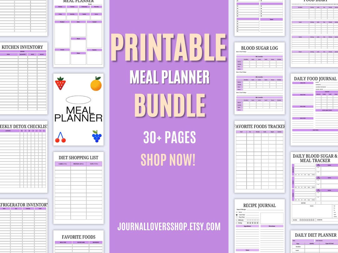 Printable Meal Planner Bundle, Weekly Food Planning (PDF) - Etsy
