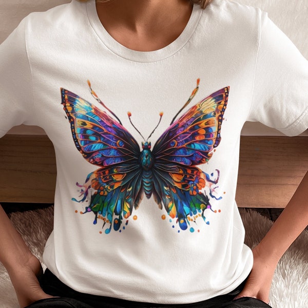 Butterfly Lover T-Shirt, Colorful Wings Shirt, Nature Inspired Gift, Vibrant Insect Art, Brightly Designed Fluttering Beauty, Butterfly Love