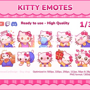 10 Kawaii Kitty Emotes for Discord, Twitch & YouTube | Part 1 of 3 | Stream Emotes | For streamers/gaming | Cute sticker | Funny emote | PNG