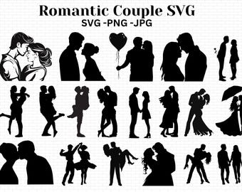 Romantic Couple Svg ,Couple Svg ,Anniversary Couple svg , Couple Clipart ,Anniversary Svg ,Couple SVG Bundle ,Lovers Svg ,Couple Silhouette