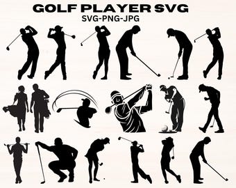 Jugador de golf SVG, Golf PNG, Imágenes prediseñadas de golf, Golfista SVG, Siluetas deportivas, Verde SVG, Siluetas de golf SVG, Logotipo de golf, Jugador de golf SVG PNG