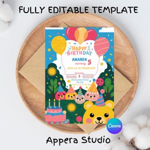 Editable Kids Birthday Invitation Template | Printable Party Invitations | Digital Birthday Invite | Customizable Birthday Card