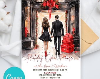 Christmas Open House Invite Template, Holiday Party Invitation, Christmas Coffee Invite Digital, Holiday Open House, Printable Xmas