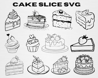 Cake Slice SVG, SVG Files for Cricut, Cake Clipart, Baker Svg, Food Clipart, Cake svg, Bakery svg, Cake Svg, Baking SVG