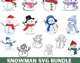 Snowman SVG Bundle,Christmas svg,Winter Snowman Clipart,Snowman Silhouette,Cut Files For Cricut,Snowman Face Designs,Digital Instant File