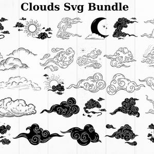 Clouds SVG, Cloud SVG, Clouds Bundle Svg, Cloud Clipart, Rain Cloud Svg, Cloud Cricut, Weather Svg, Sky Svg ,Cloud Vector ,Cloud Clipart