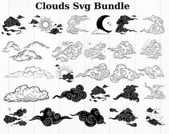 Clouds SVG, Cloud SVG, Clouds Bundle Svg, Cloud Clipart, Rain Cloud Svg ...