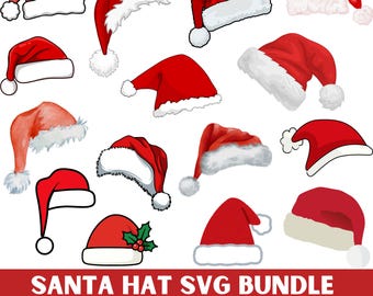 Santa Hat Svg Bundle, Christmas SVG, Santa Hat Silhouette, Christmas Svg Cut Files, Santa Claus Hat Svg, Reindeer Santa Hat svg, Xmas Svg