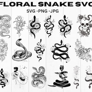 Floral Snake Svg ,Snake svg, Snake with flowers svg, Mystical snake svg, Celestial snake svg, Snake svg bundle, Snake Clipart ,Floral Snake