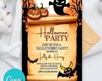 Editable Halloween Invitation, Halloween Party Invitation, Halloween Birthday Invitation, Halloween Invitation