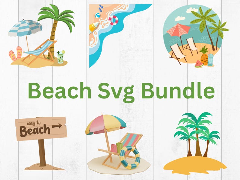 Beach Svg Bundle, Beach Clipart Svg Bundle, Summer Svg, Palm Tree Svg ...