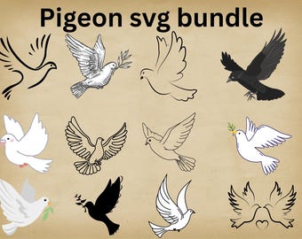 Pigeon SVG bundle, pigeon cut files for cricut , pigeon silhouette, pigeon svg png jpg, pigeon vector, pigeon PNG  bundle, wedding doves png