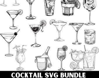 Cocktail SVG Bundle, Cocktail PNG Bundle, Cocktail Clipart, Cocktail SVG Cut Files Cricut, Shot Glass Svg, Drink Svg