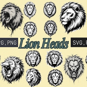 Lion SVG Bundle, Lion Face Svg, Roaring Lion Head Svg, Lion Collection, png SVG Vector, Wild Animal Vector, Unique Lion Designs