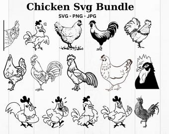 chicken svg  Bundle ,chicken svg , Crazy chicken svg, Funny chicken silhouette, Chick svg, Rooster svg, Farm svg, Chicken Vector, Hen svg,