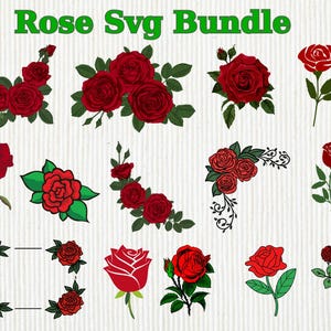 Rose SVG Bundle, ROSES Svg Bundle, Rose Silhouette, vector red roses, Rose Clipart Bundle, Flowers Svg ,Rose Clipart ,Rose Png ,Digital File