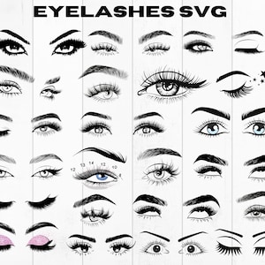 EYELASHES SVG ,Lashes Svg ,Eyebrows Svg, Eyebrow Silhouette Svg ,Eyelashes Bundle Svg, Eyebrows Svg ,Girl Clipart, Eyes Svg, Lash Extensions