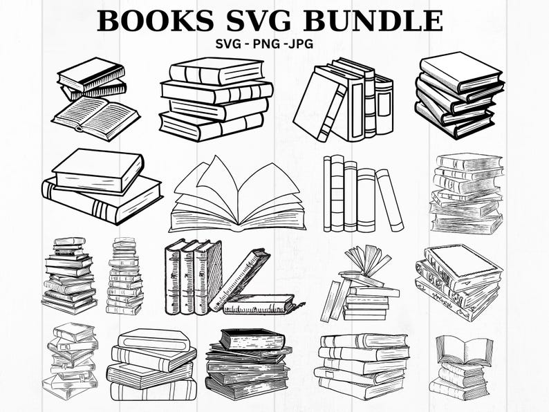 Books Svg ,books Svg Bundle ,books Clipart ,stack of Books Svg ,books ...