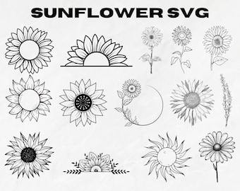 Sunflower SVG, Sunflower Cricut, Sunflower Clipart, Sunflower Cut File, SVG Files for Cricut, Sunflower Silhouette, Flower Svg