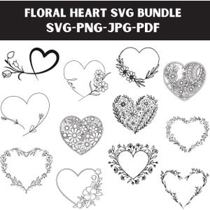 Floral Heart Wreath svg,Floral heart svg, Valentine&#39;s Day Clipart,Flower heart t shirt,Flower Heart Papercut File,Heart SVG for Cricut