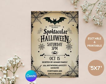 Vintage Halloween Invitations Halloween Party Invite Antique Adults Halloween Costume party Invite Editable Printable Digital Download