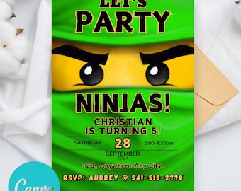 Ninja Go Birthday Invitation, Karate Birthday, Ninja Party Invite, Warrior Birthday Invitation, Digital File, Editable Ninja Card