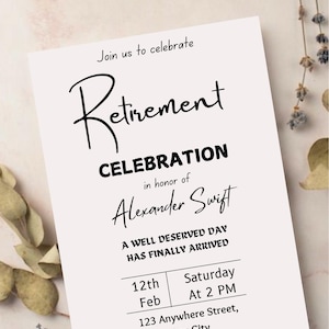 Editable Modern Retirement Party Invitation Template | Printable Digital Download for Retirement Celebration