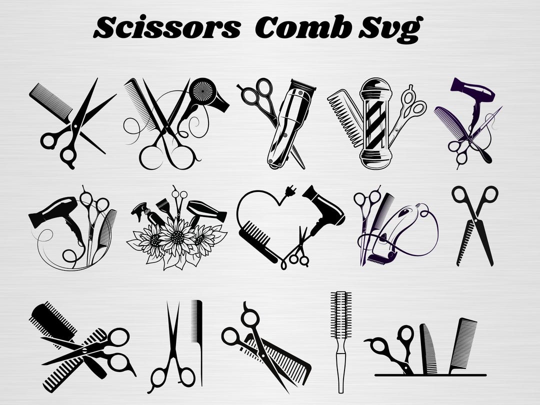 Scissors Comb Svg ,beautician Tools Svg ,hair Dresser Love Svg