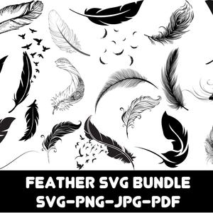 Feather svg bundle, Feather birds svg, png, jpg, Feathers Silhouette, Boho feather svg, Tribal feather svg, Instant Download