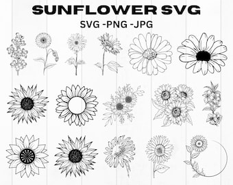 Sunflower SVG ,Sunflower Clipart ,Sunflower Cut File, Sunflower Silhouette, Flower Svg ,Flower Clipart ,Sunflower Png ,Sunflower Cricut