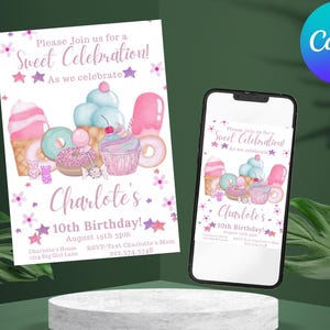 Editable Sweets Candy Invitation Template, Sweet Candy Birthday Invitation, Sweet Celebration Birthday Invitation, Candy Invitation Card