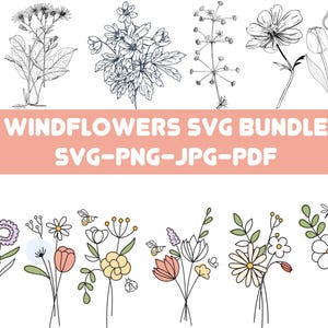Wildflower Svg Bundle, Flower svg, Floral svg Bundle, Minimalist Flower Bouquet, Floral svg, Botanical svg, nature svg, flower sketch svg
