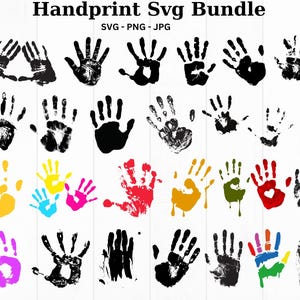 Impronta della mano SVG, Impronta della mano Cricut, Silhouette impronta della mano, File Svg Cricut, Impronta della mano Svg, File tagliato a mano, Clipart impronta della mano, Impronta della mano Png