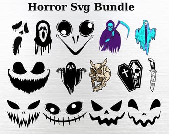 Paquete de svg de terror, archivos de corte de terror, svg de personajes de terror, svg de terror de Halloween, svg de terror, clipart de terror, descarga digital