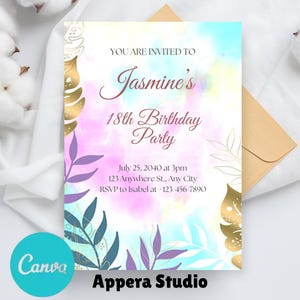 18th Birthday Invitations, Digital 18th Birthday Party Invite, 18th Invite Template, 18th Birthday Card, Birthday Invitation Template