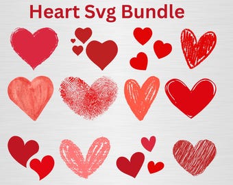 Pacchetto SVG Cuore, SVG Cuore Doodle, SVG Cuore Disegnato a Mano, Clipart Cuore, SVG Cuore di San Valentino, Download Istantaneo, SVG Amore, Clipart Amore